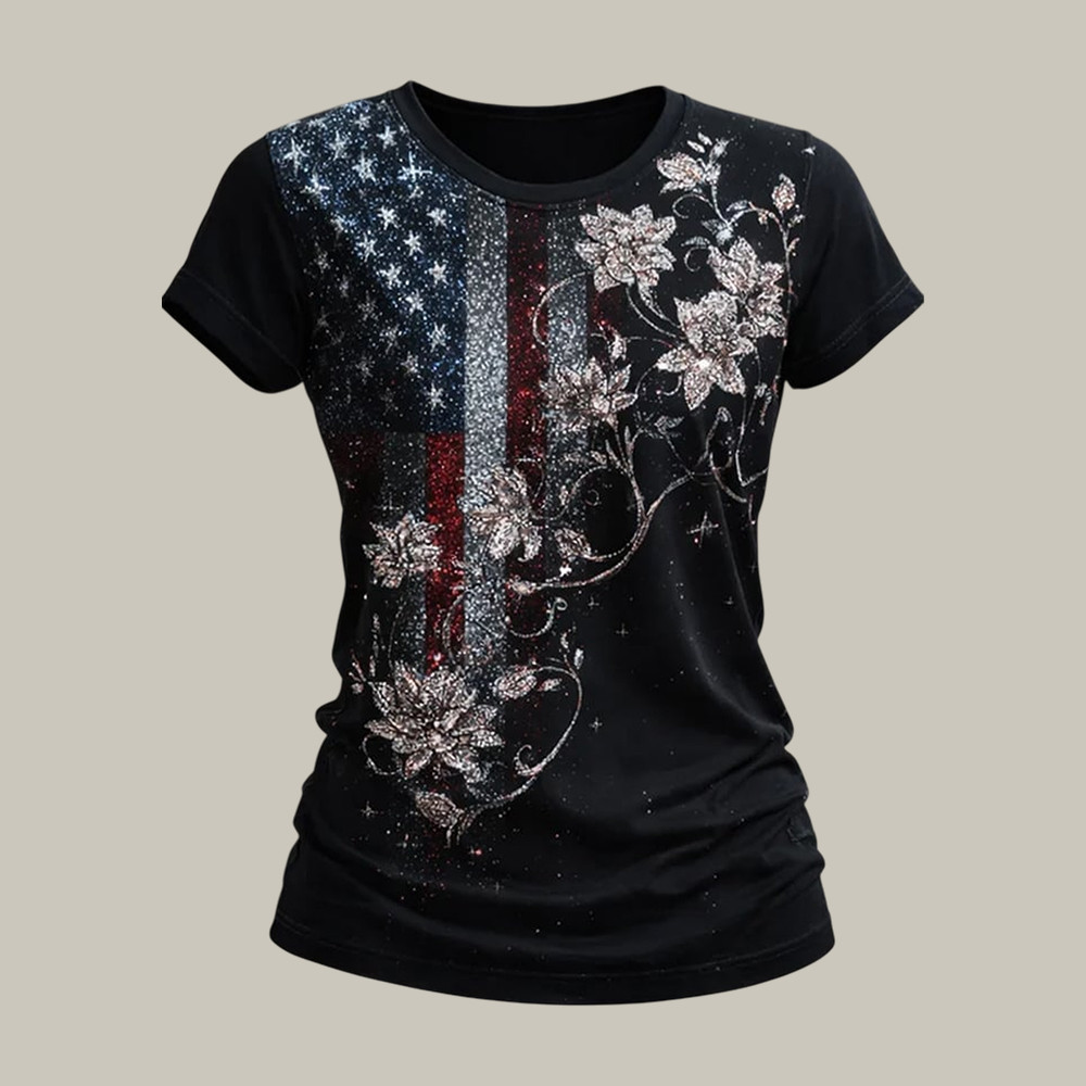 American 250th Anniversary Commemorative Floral T-Shirt Fourth Of July Shirt Present For Wife