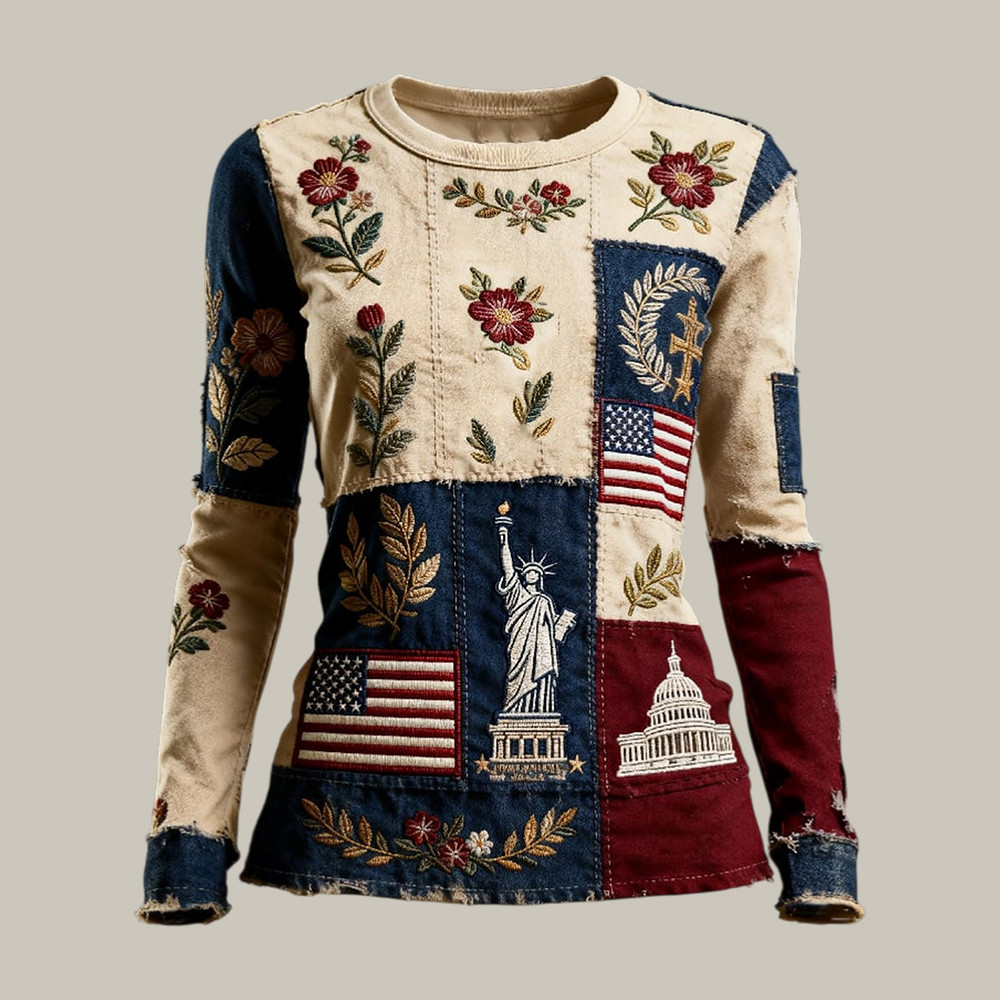 American 250th Anniversary Floral Long Sleeve Shirt America's 250th Birthday Merch 4th Of July Gift