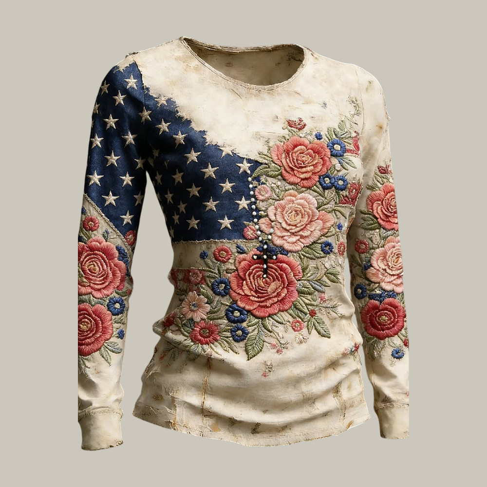 American 250th Anniversary Floral Long Sleeve Shirt Independence Day 2026 Apparel
