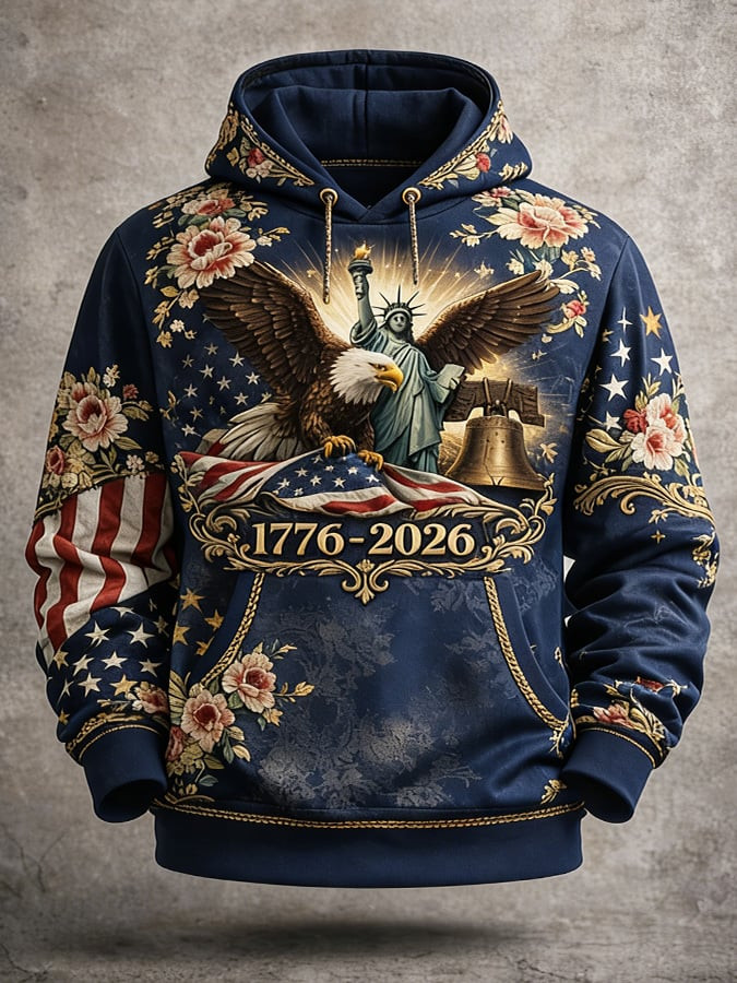 American 250th Anniversary Hoodie Retro Floral Patriotic Men's Apparel Best 4Th Of July Gifts American 250th Anniversary Hoodie Retro Floral Patriotic Men's Apparel Best 4Th Of July Gifts