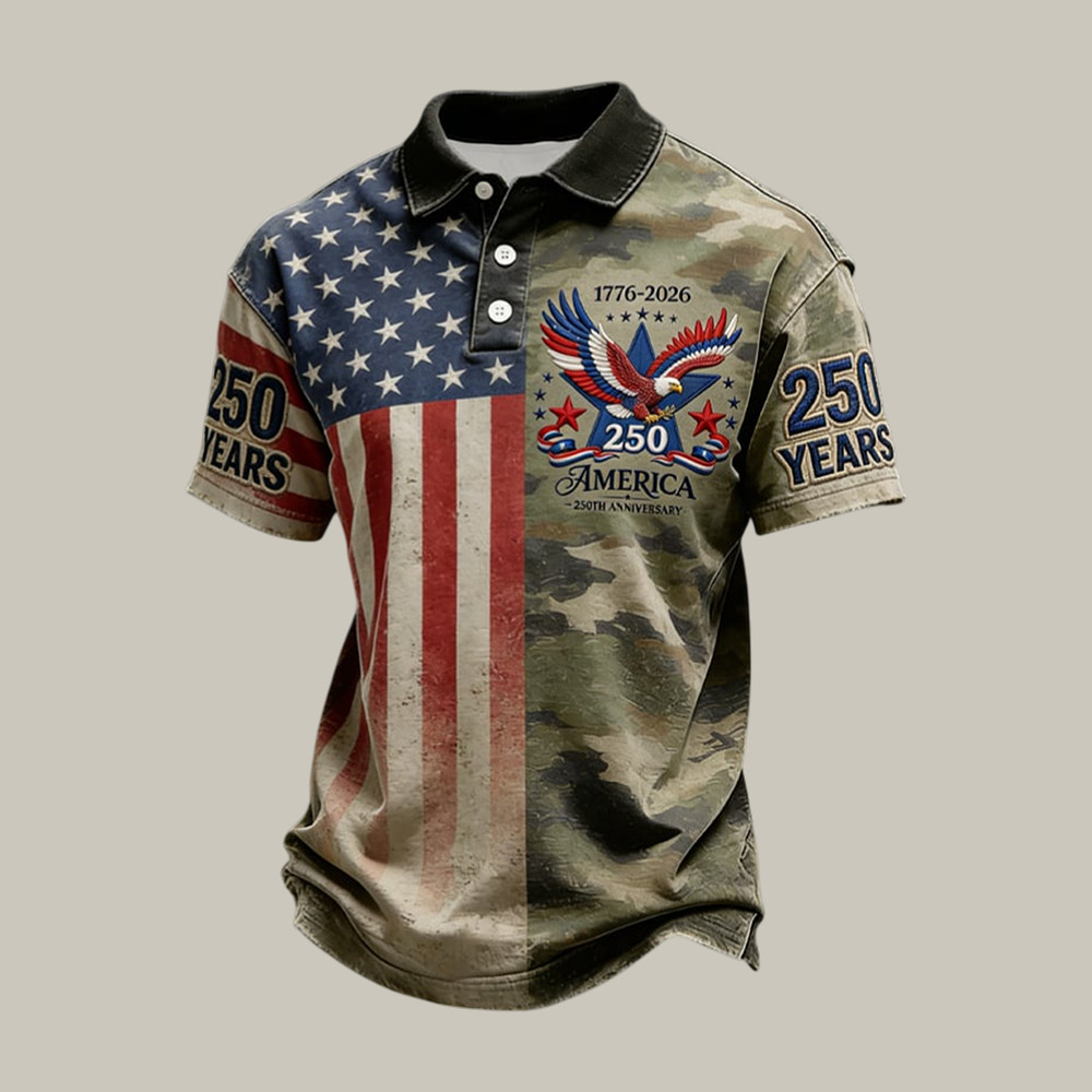 American 250th Anniversary Pattern Polo Shirt American Eagle Shirt Fourth Of July Present