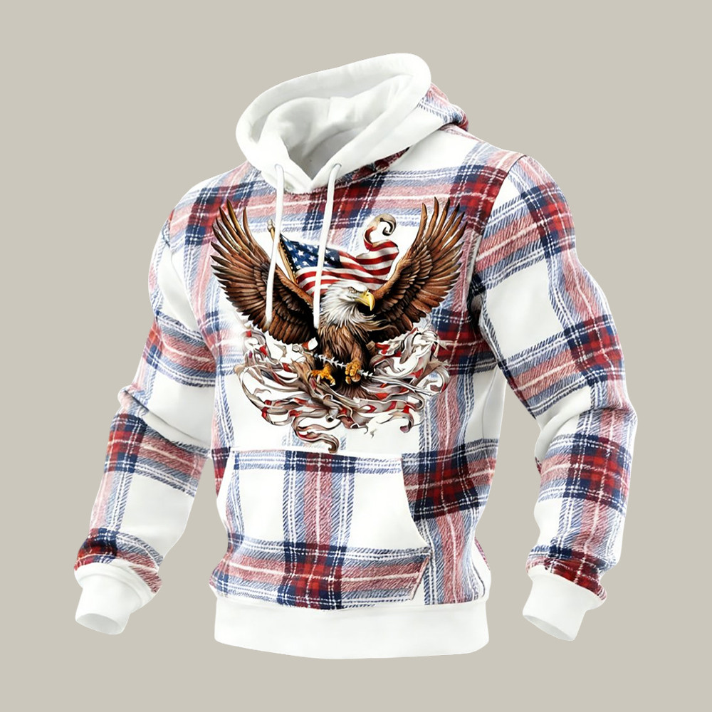 American 250th Anniversary Plaid Hoodie America's Birthday Apparel Patriotic Men Gift