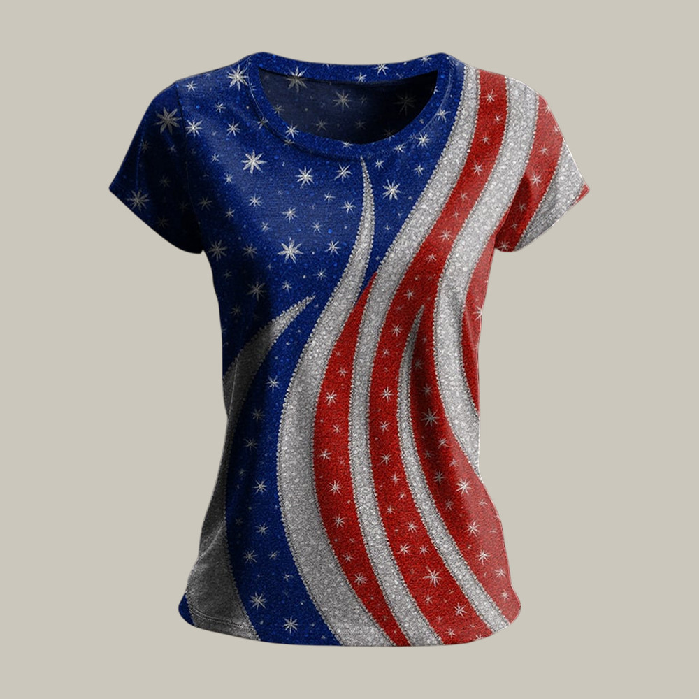 American 250th Anniversary Stars And Stripes T-Shirt Fourth Of July Clothes Patriotic Gift For Her