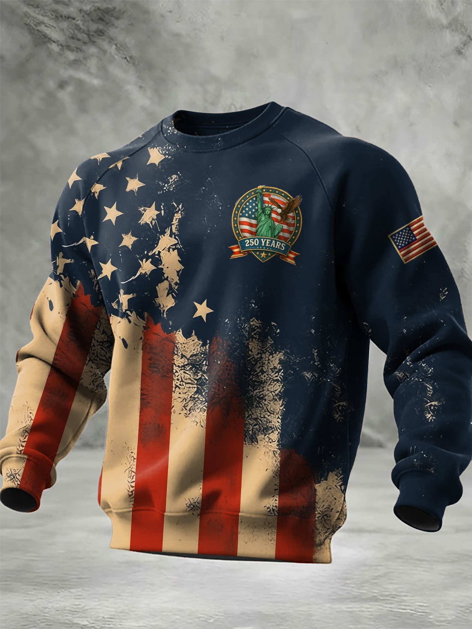 American 250th Anniversary Vintage Sweatshirt American Flag Pattern Sweatshirt Good Gift Ideas