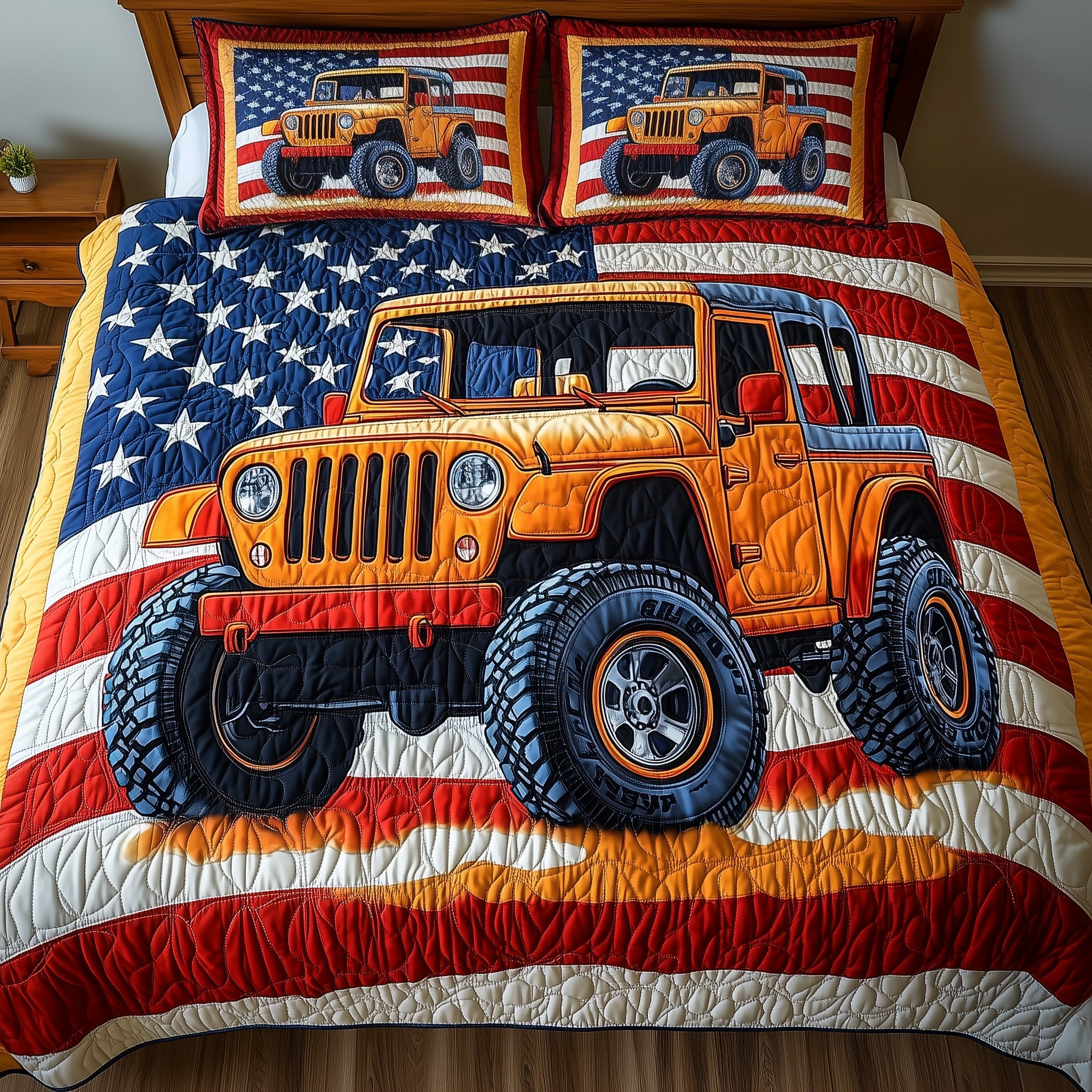 American Adventure Quilted Bedding Set Duvet Cover Merchandise Camping Themed Gifts For Adults