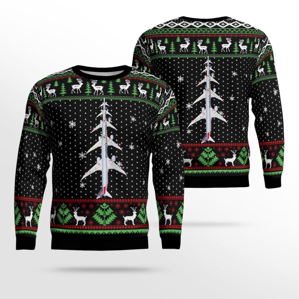 American Airlines Boeing 787-9 Dreamliner Christmas Ugly Sweater Xmas Unisex Sweater Christmas Gifts for Men Women