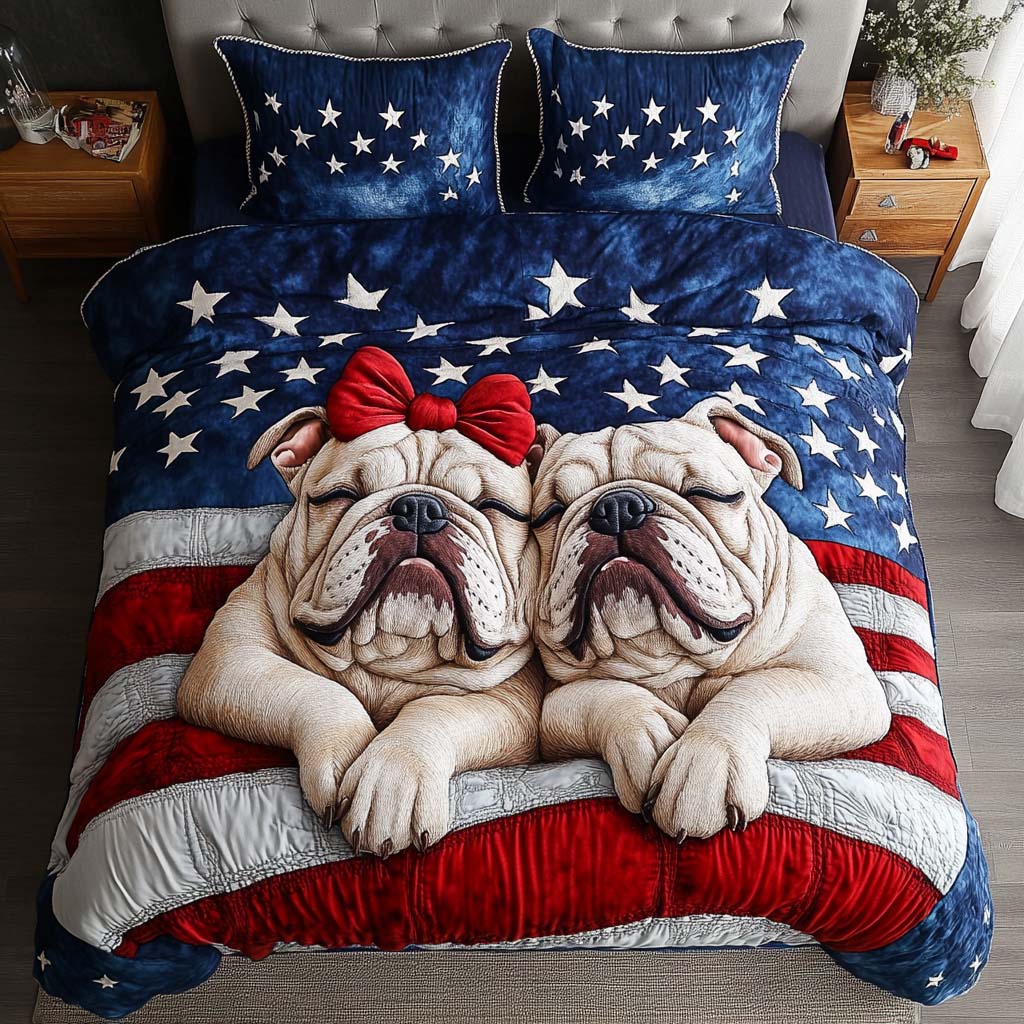 American Bark Pride Quited Bedding Set Luxury Duvet Cover Set for Elegant Bedroom Decor