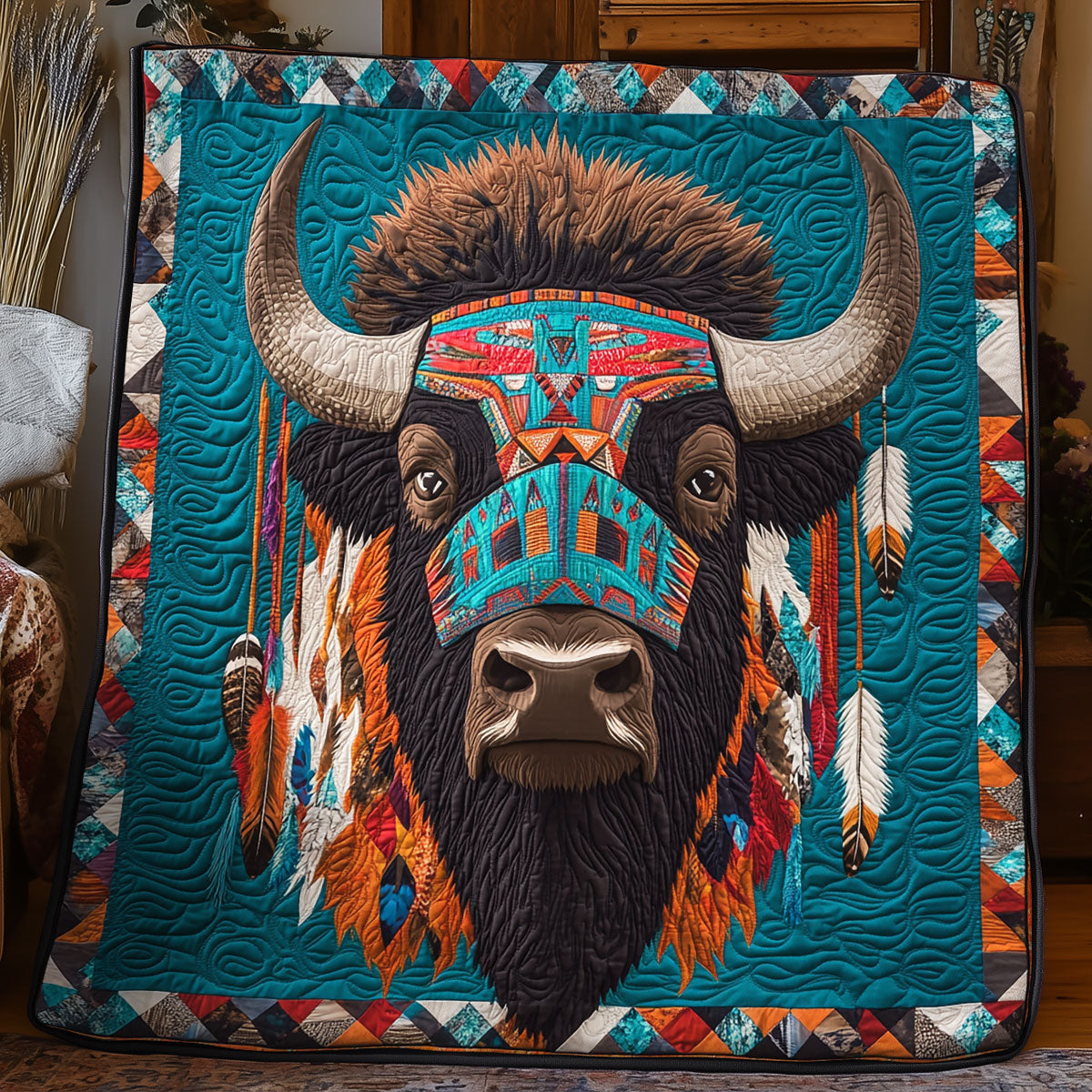 American Bison Quilt Blanket Native American Gift Ideas For Bison Lovers