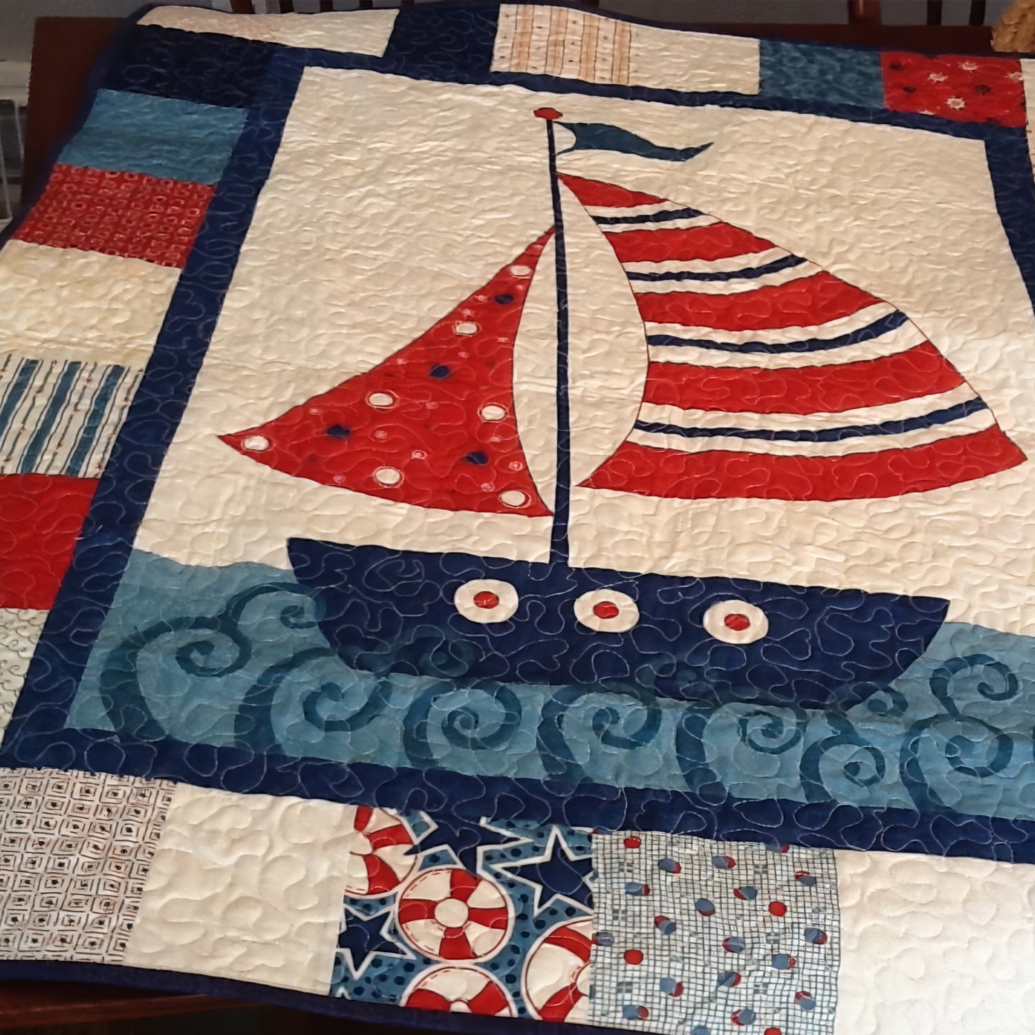 American Boat Quilted Blanket 4th July Gift Ideas