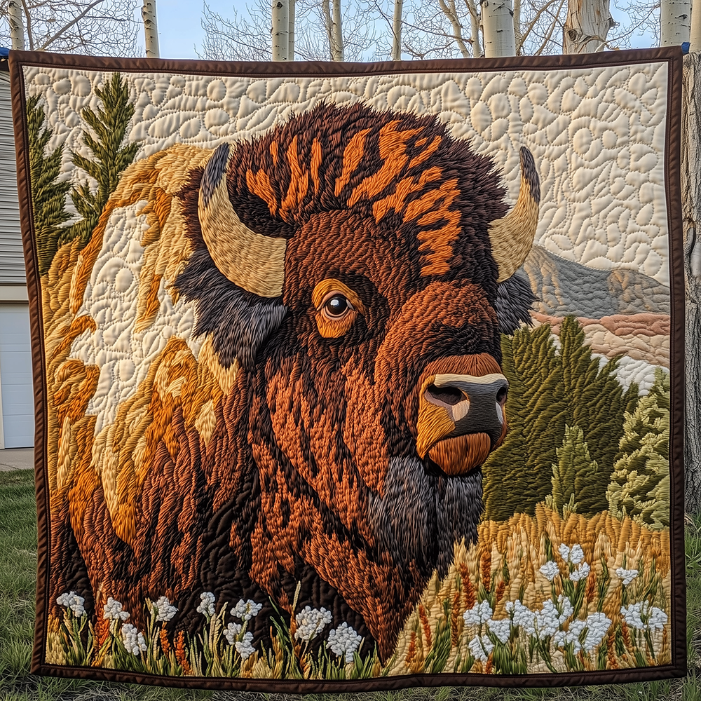 American Buffalo Quilted Blanket Mountain Wilderness Buffalo Bison Merchandise