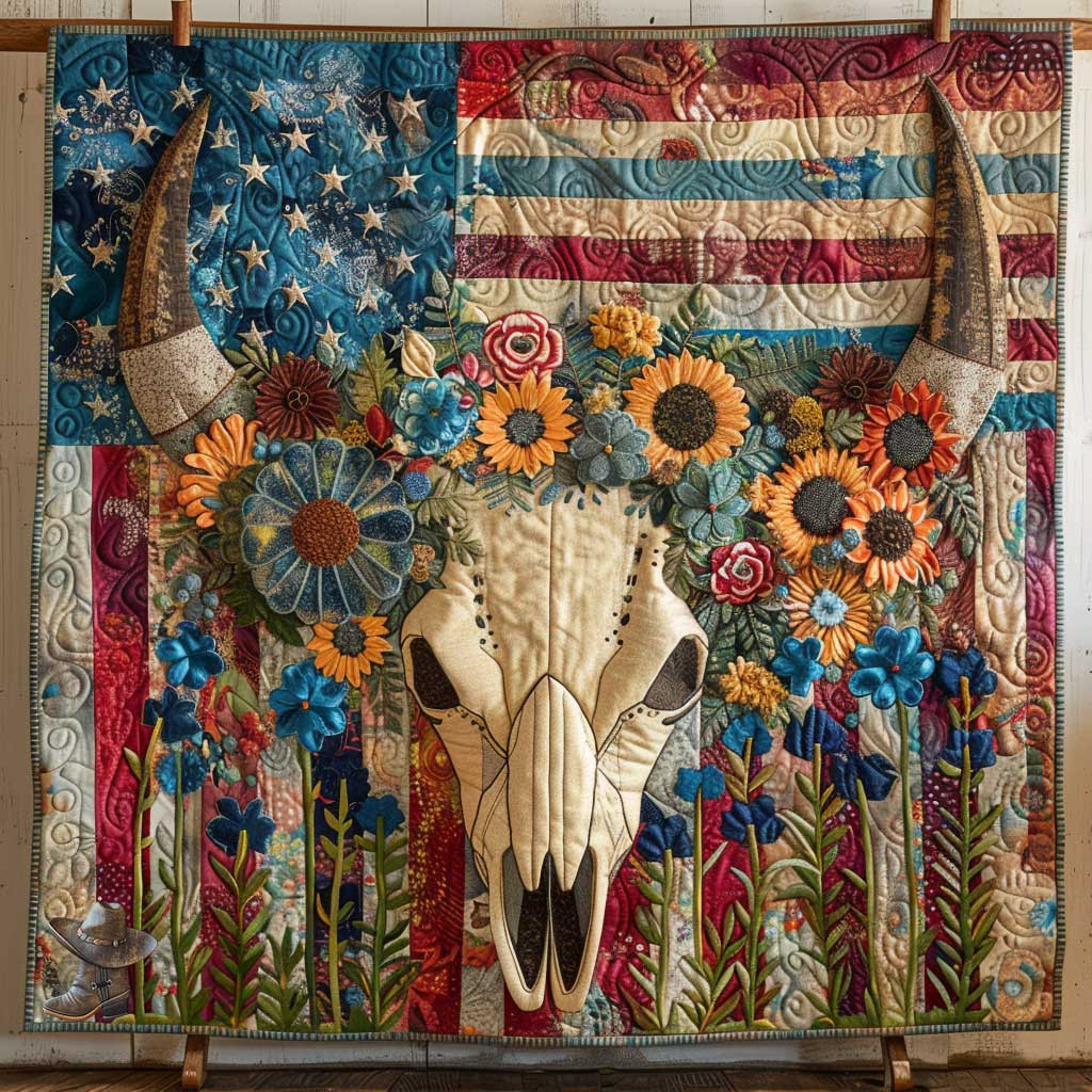 American Bull Skull Christmas Quilt Blanket Xmas Gifts For Someone Who Loves Their Dog