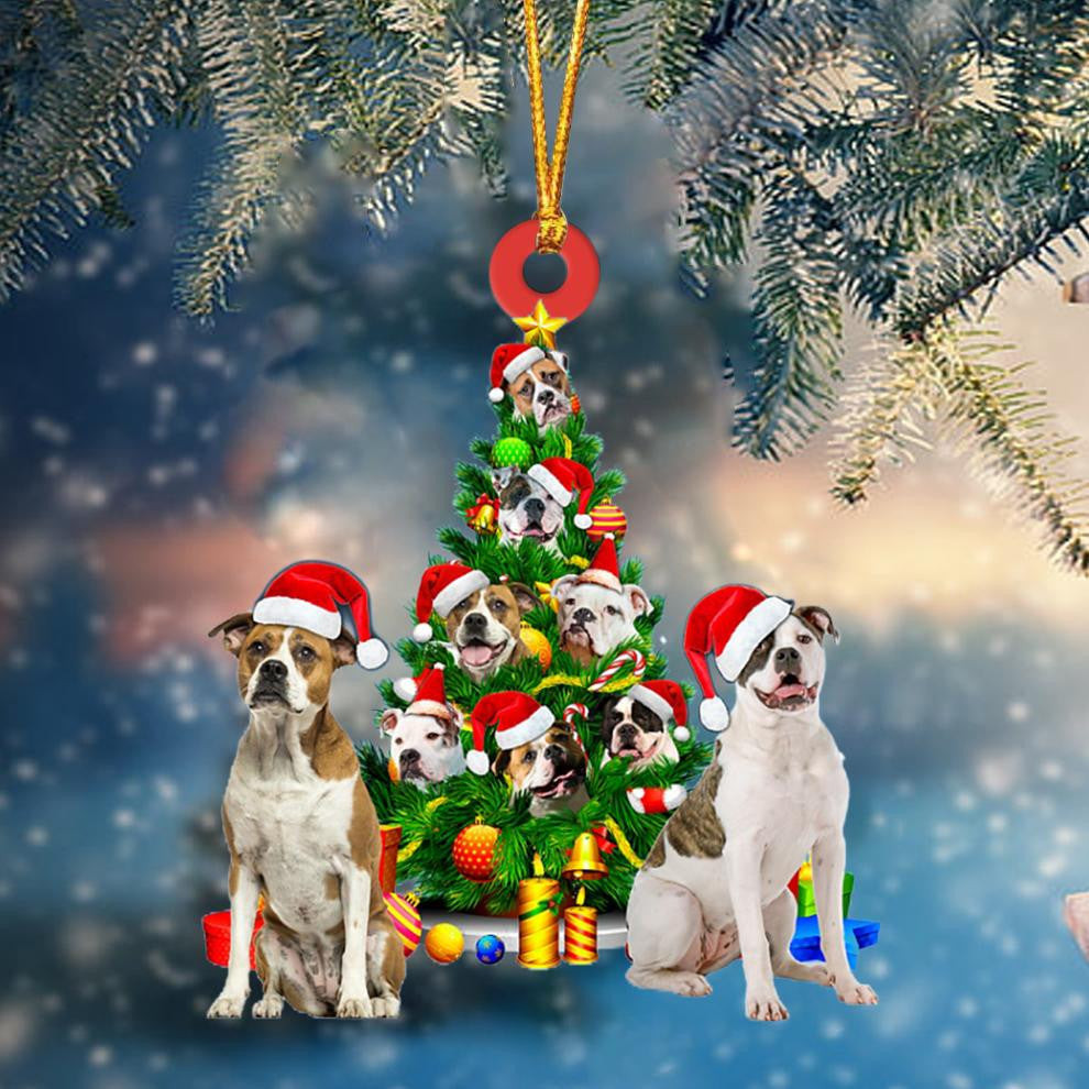 American Bulldogs Dog Christmas Tree Ornament Dog Gifts Acrylic Ornament Dog Gifts Acrylic Ornament