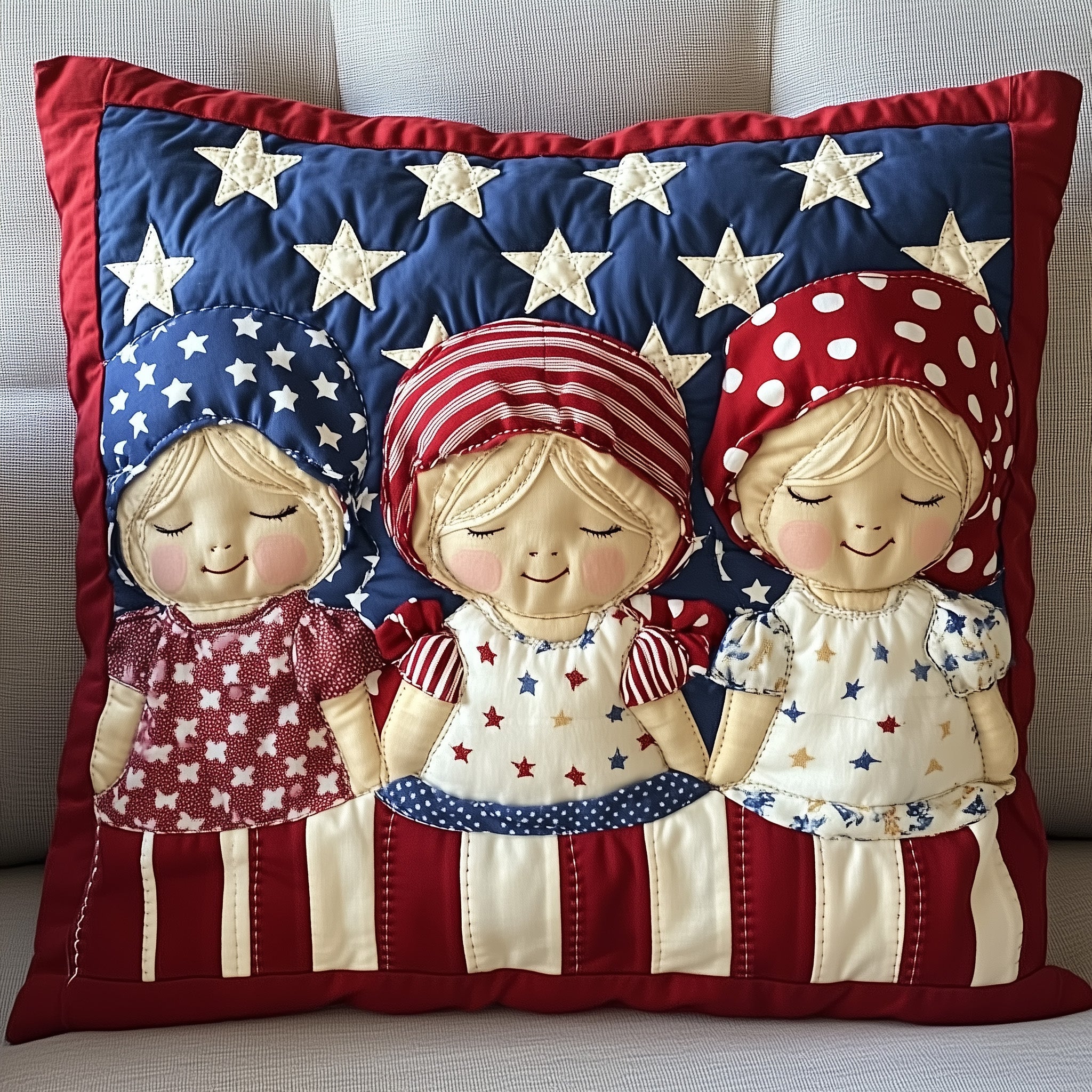 American Charm Sunbonnet Quilted Pillow Case Gift For Him(1)