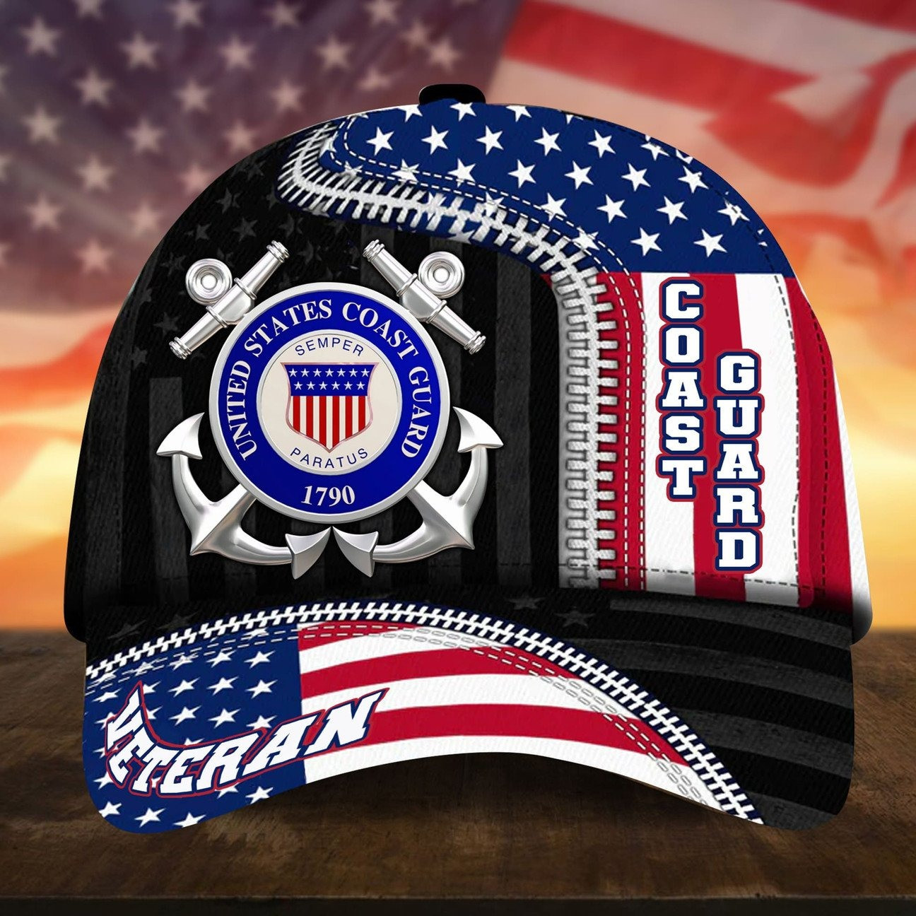 American Coast Guard Cap Gift For Father and Husband and Proudly Military on Veterans Day