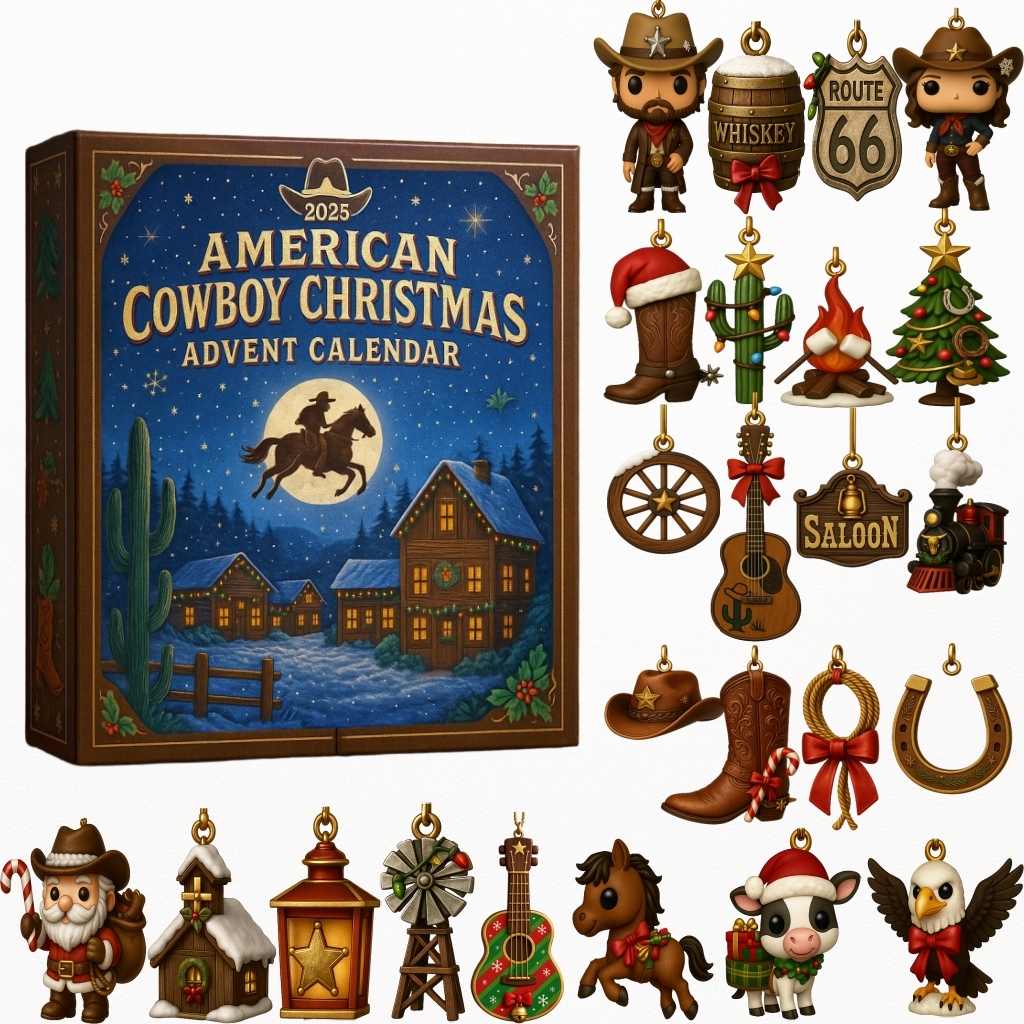 American Cowboy Christmas Advent Calendar 2025 Holiday Decor Christmas Gifts For Cowboy Lovers