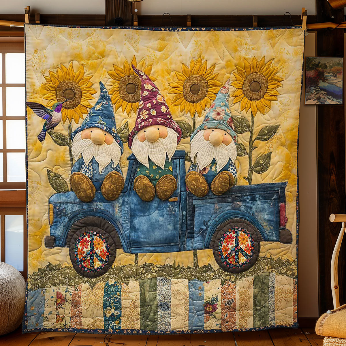 American Dream Gnome Quilt Blanket Cute Gnome Gifts For Christmas