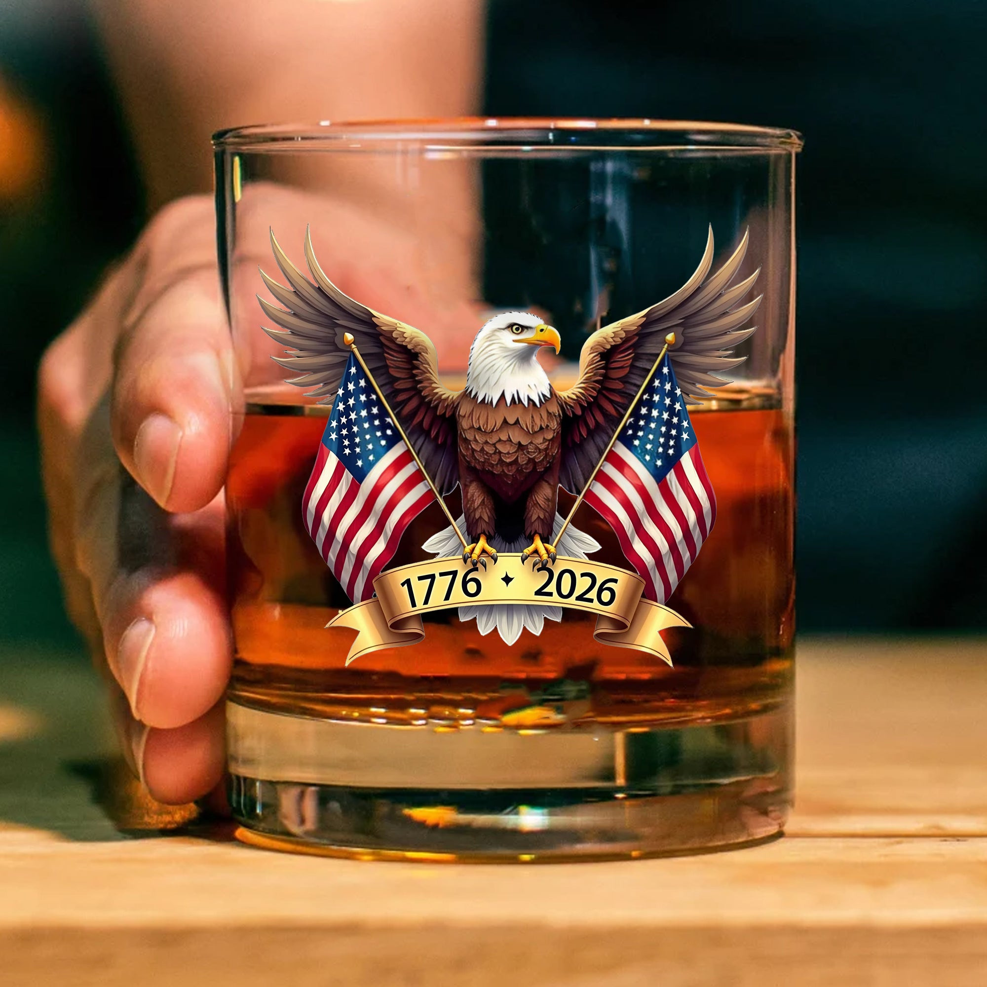 American Eagle And Us Flag 250 Years Glass Happy 250th Birthday Usa Patriotic 4th Of July Glass America