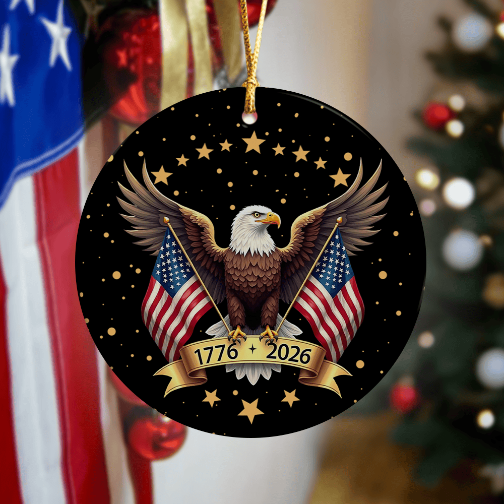 American Eagle And US Flag 250th Birthday Ornament Independence Day Ornament Holiday Gifts