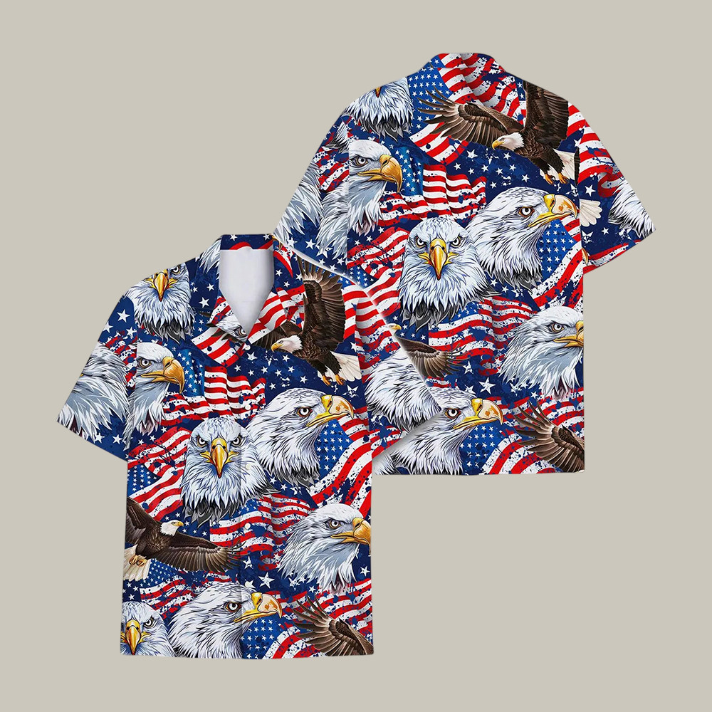 American Eagle Hawaiian Shirt Patriotic 4th Of July Clothes Patriotic Gift For Dad