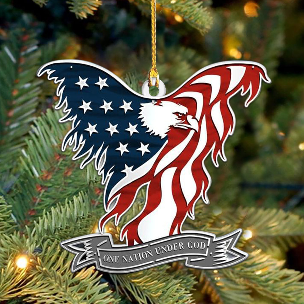 American Eagle One Nation Under God Ornament Xmas Day 2024 Hanging Decoration Patriotic Gifts