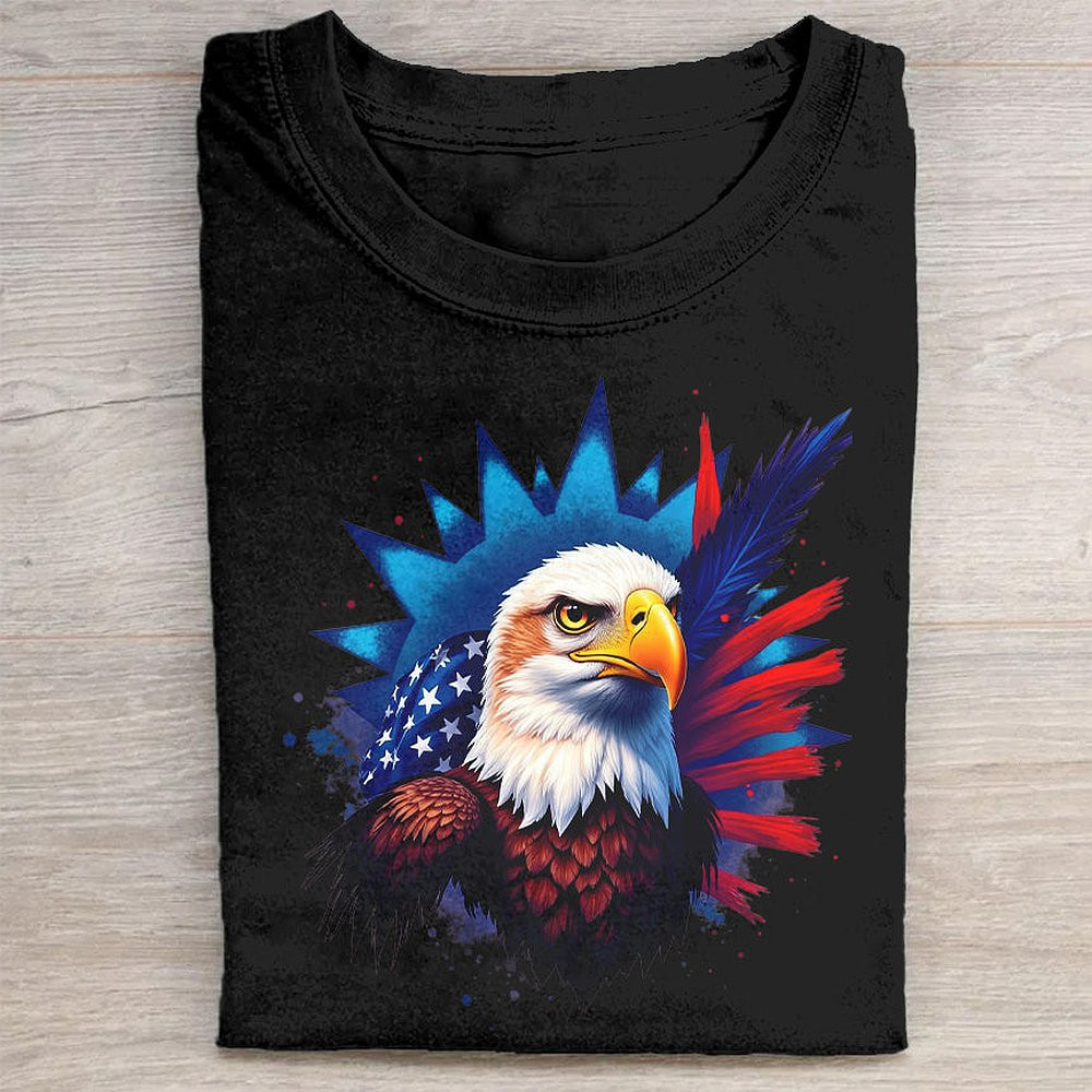 American Eagle Patriotic T-Shirt Vintage USA Flag Tee For Men