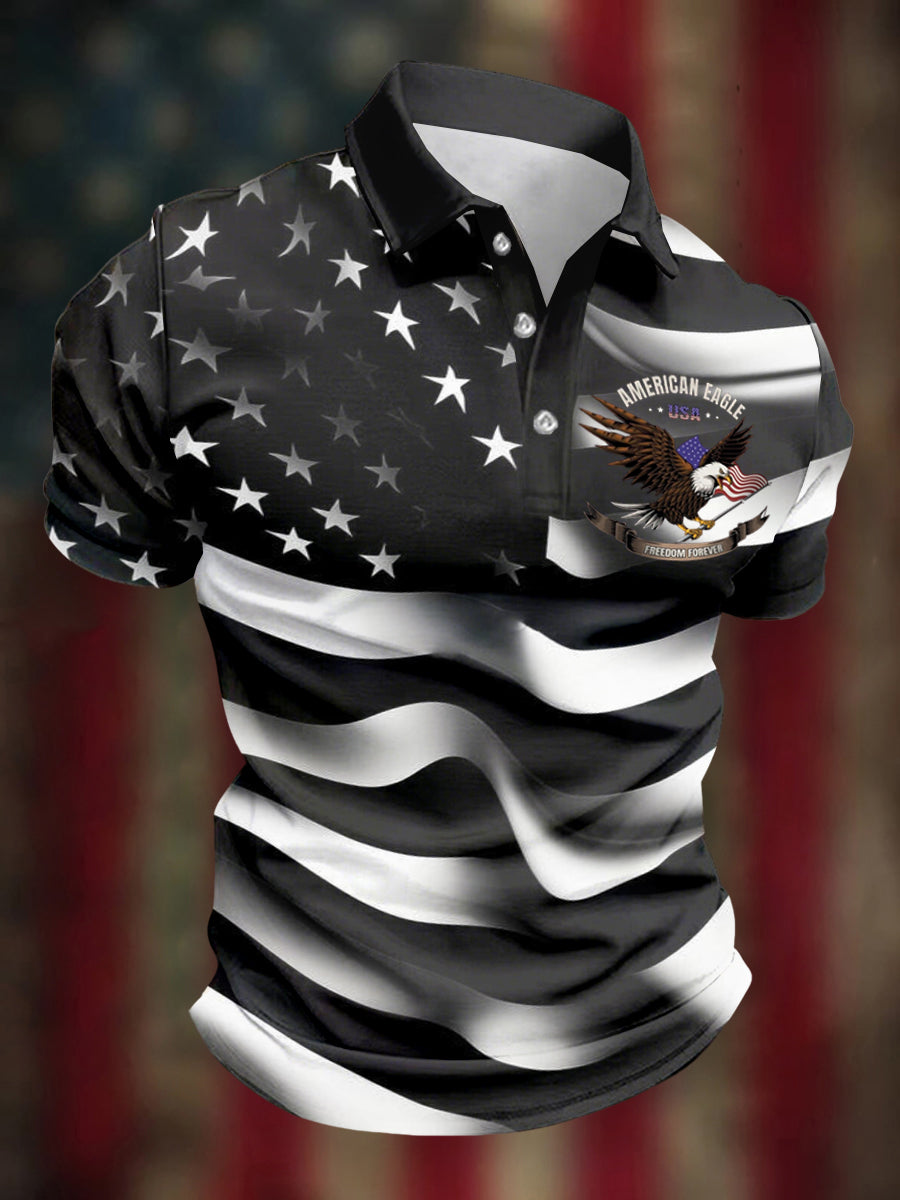 American Eagle Polo Shirt Perfect Patriotic Gift for Independence Day Supporters