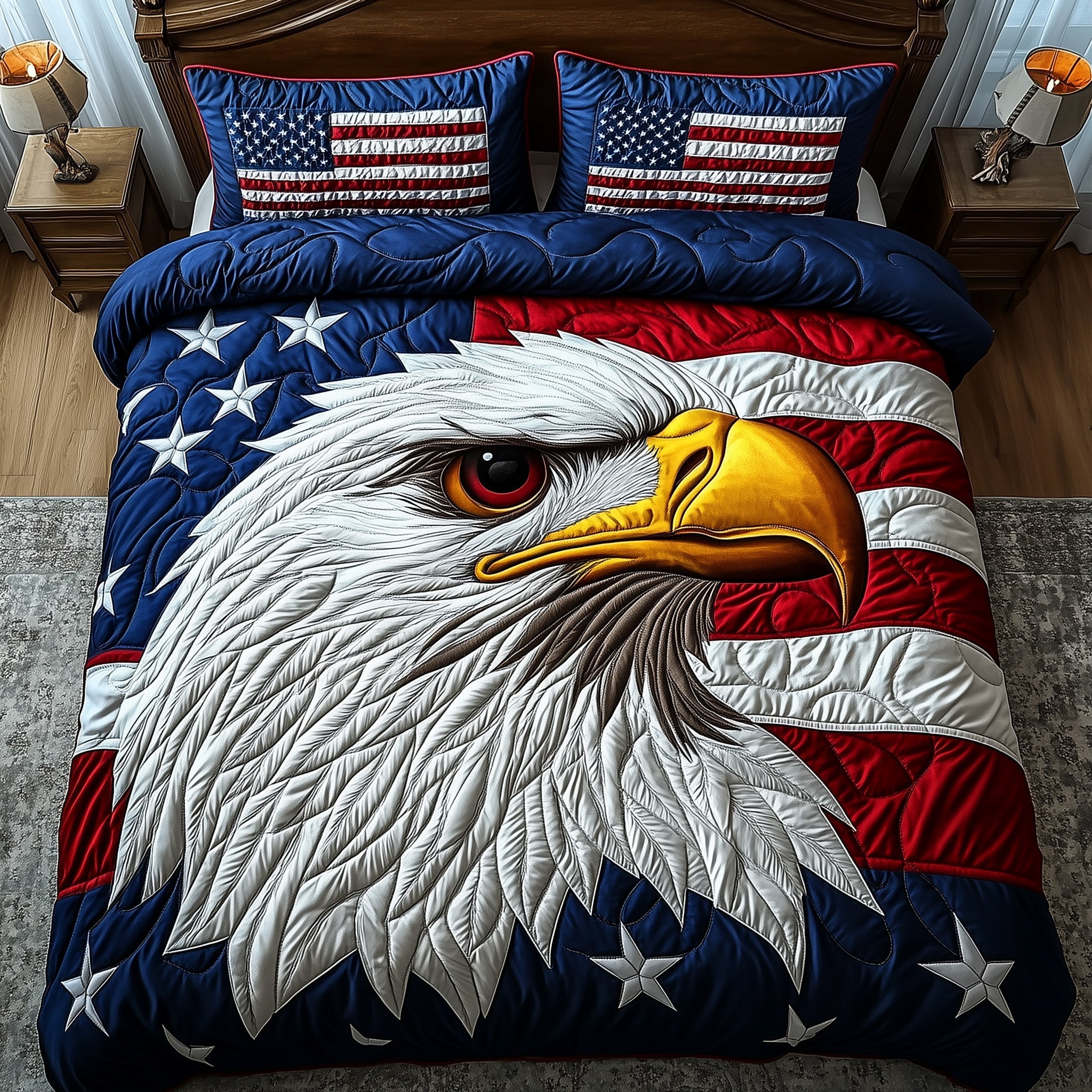 American Eagle Quilted Bedding Set Duvet Cover Bedspread Best Gift Ideas For Women