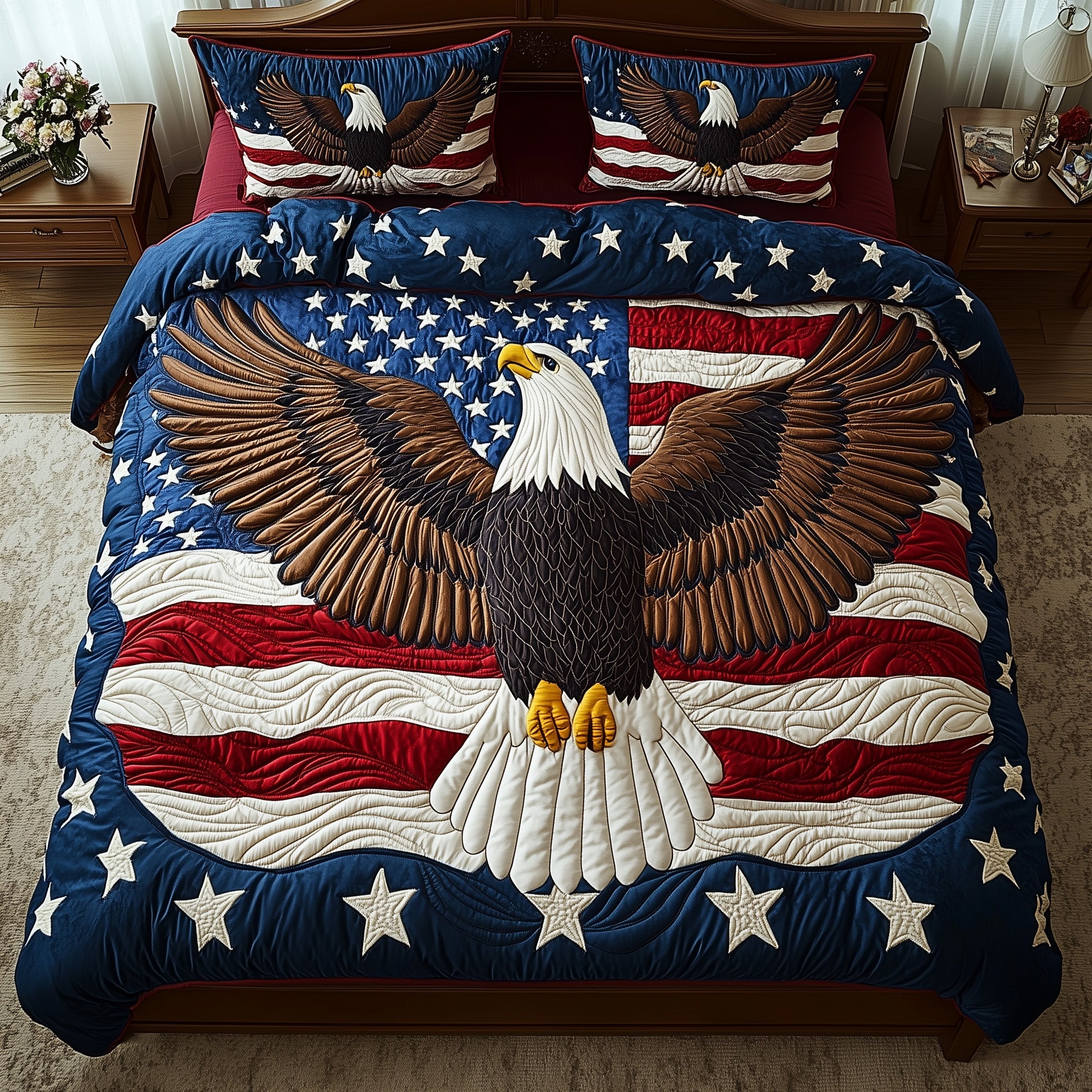 American Eagle Quilted Bedding Set For Women