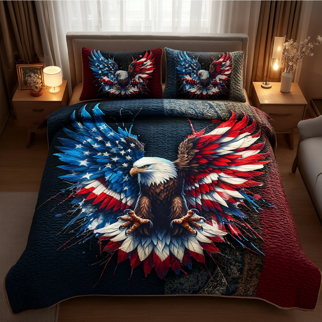 American Eagle Quilted Bedding Set Patriotic Bedroom Ideas Eagle Themed Gifts Chritsmas