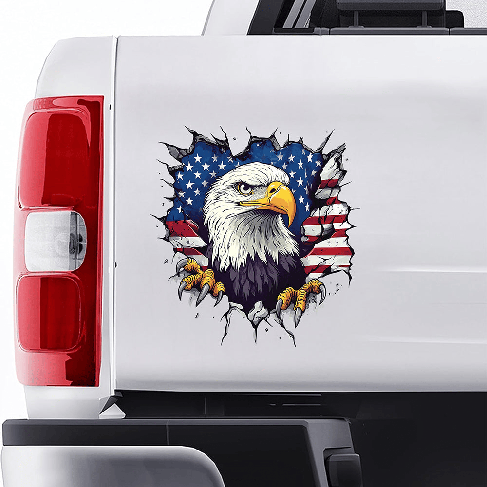 American Eagle With Flag Patriotic Car Window Decal Stickers Fourth Of July Presents