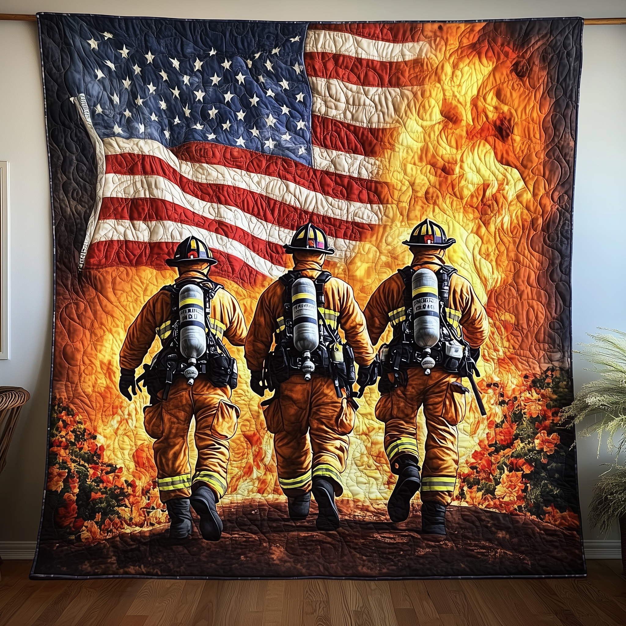 American Firefighter Quilted Blanket Christmas Quilted Blanket Christmas Gifts For Firefighters