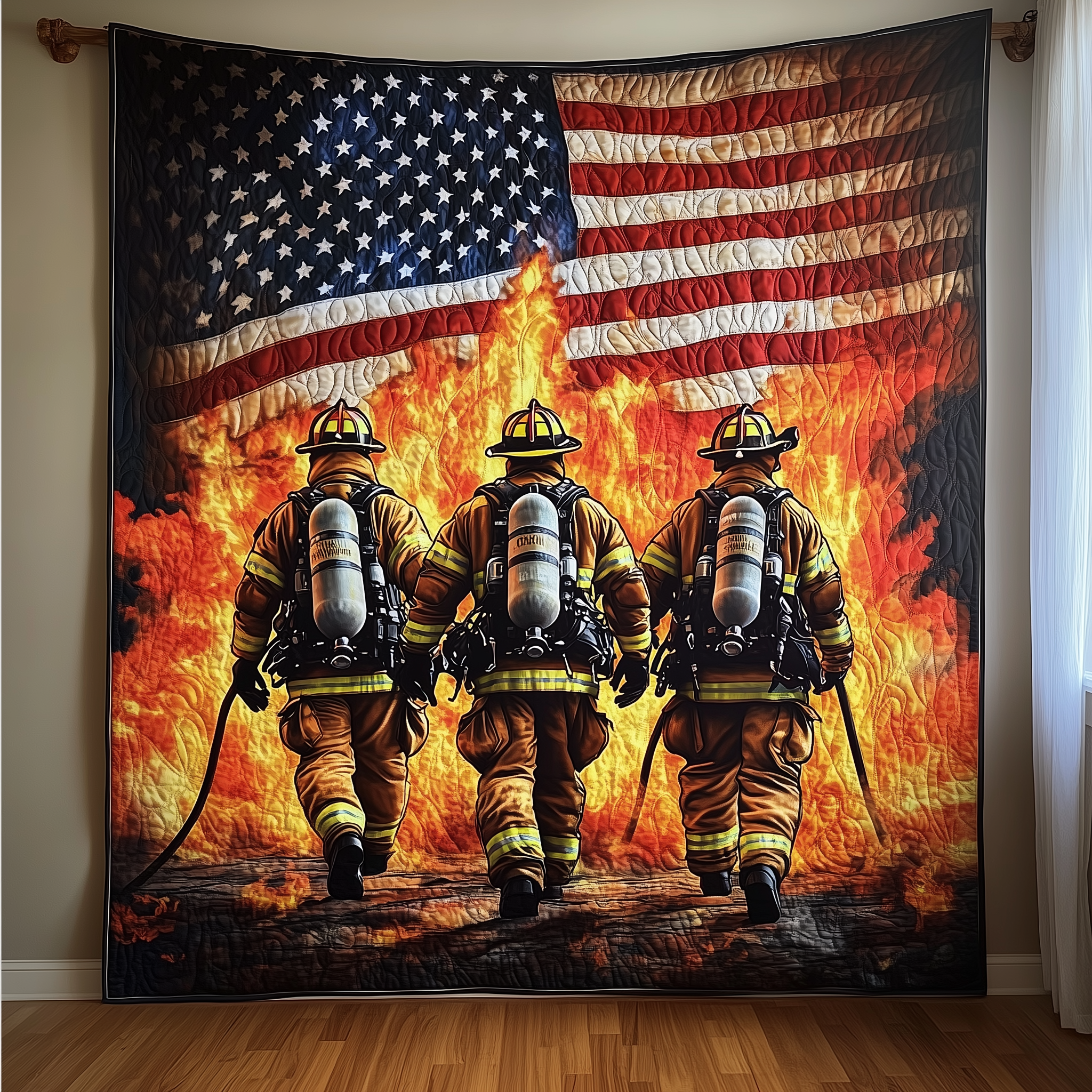 American Firefighter Quilted Blanket Christmas Quilted Blanket Christmas Gifts For Husband
