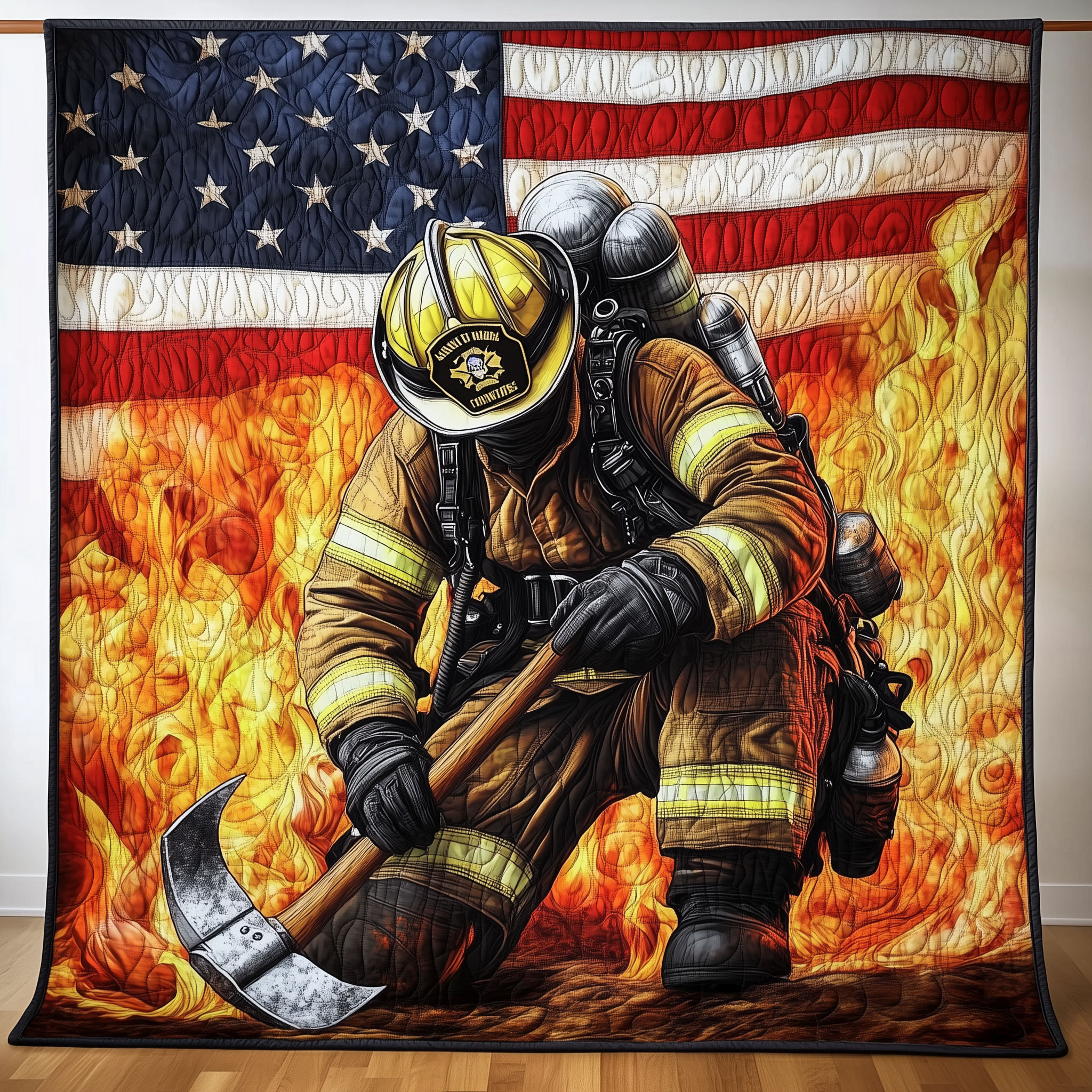 American Firefighter Quilted Blanket Xmas Throws for Couch Christmas Gift Ideas For Firefighters