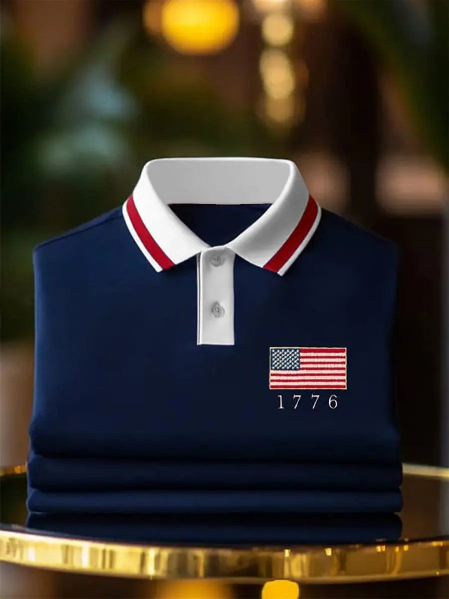 American Flag 1776 Polo Shirt for Patriotic Style Perfect Gift for USA Pride Supporters