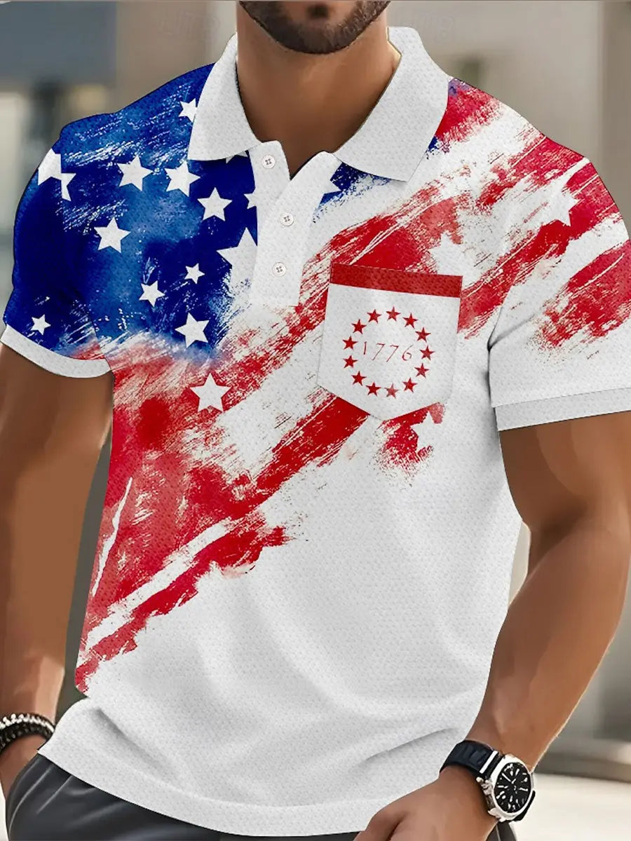 American Flag 1776 Polo Shirt Patriotic Gift for USA Pride Supporters Casual Top