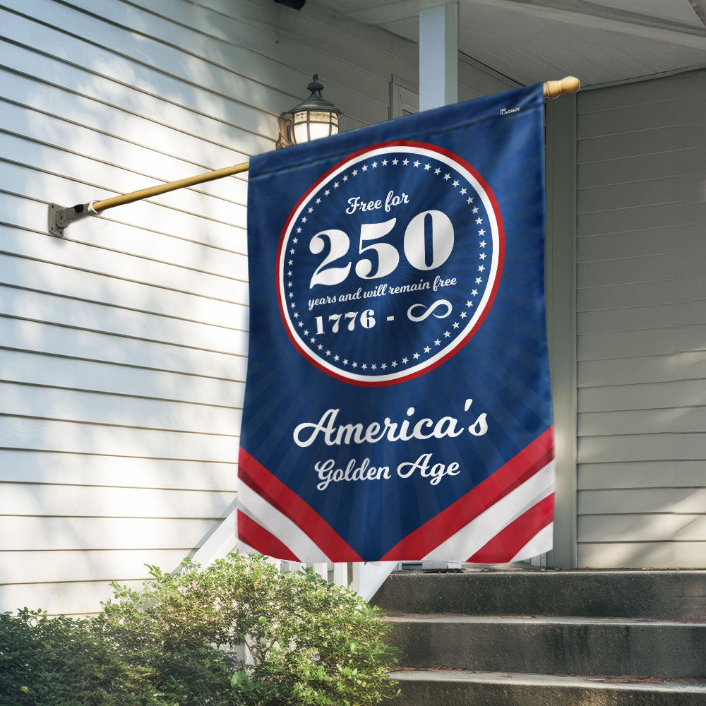 American Flag America 250th Anniversary Golden Age Canvas Flag