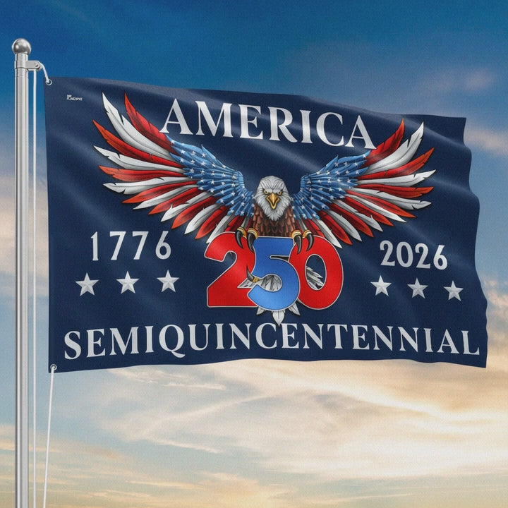 American Flag America 250th Anniversary Semiquincentennial Eagle Grommet Flag