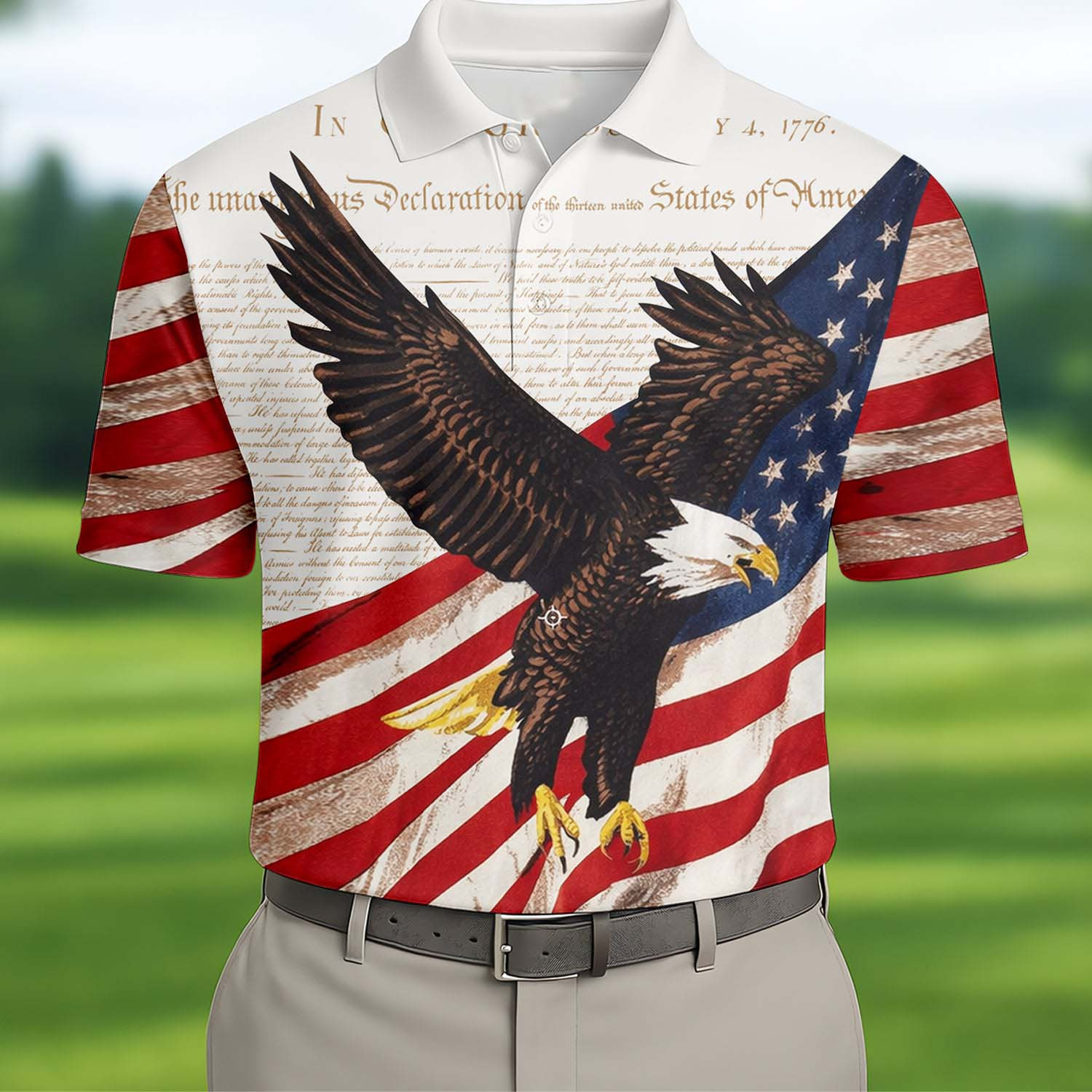 American Flag And Eagle Golf Polo Shirt Patriotic Golf Shirts Gifts For Male Golfers