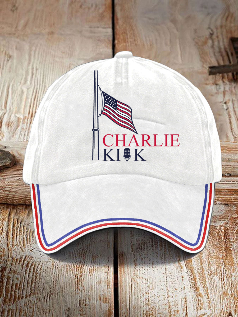 American Flag At Half Mast  Hat Charlie Kirk Memorial Merch