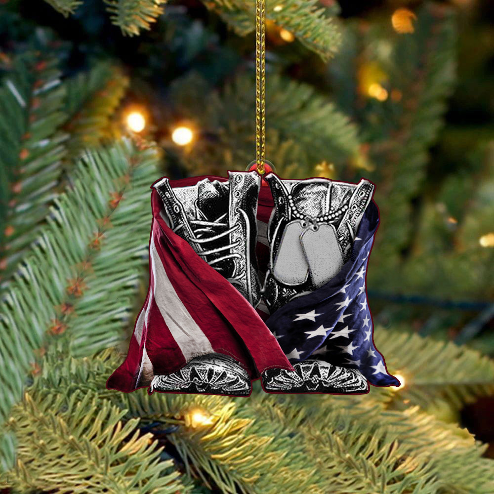 American Flag Boots Military Ornament Christmas Tree Decorations Veteran Gifts Ideas 2024