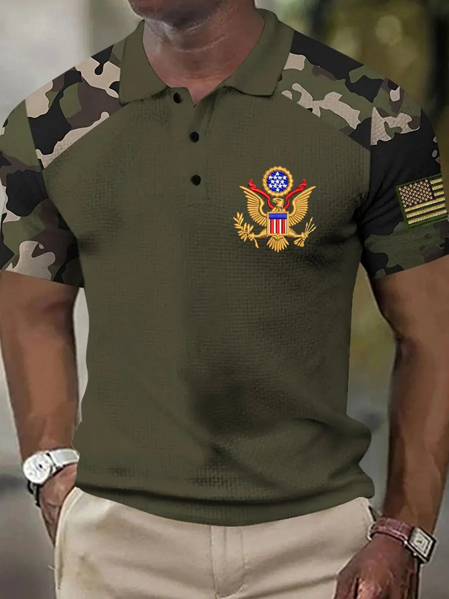 American Flag Camo Polo Shirt Patriotic Gift for Independence Day Enthusiasts