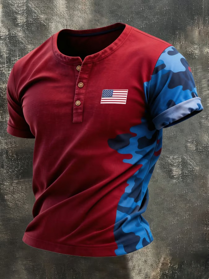 American Flag Camo T-Shirt USA Patriotic Military Style Best Gift For Veterans Day Men Fan