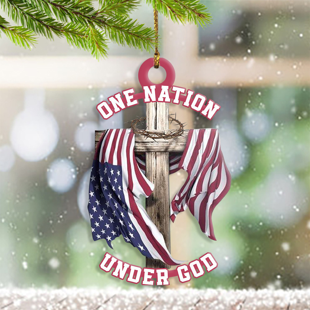 American Flag Christian Cross Ornament Patriotic Christmas Ornaments Xmas Tree Decor