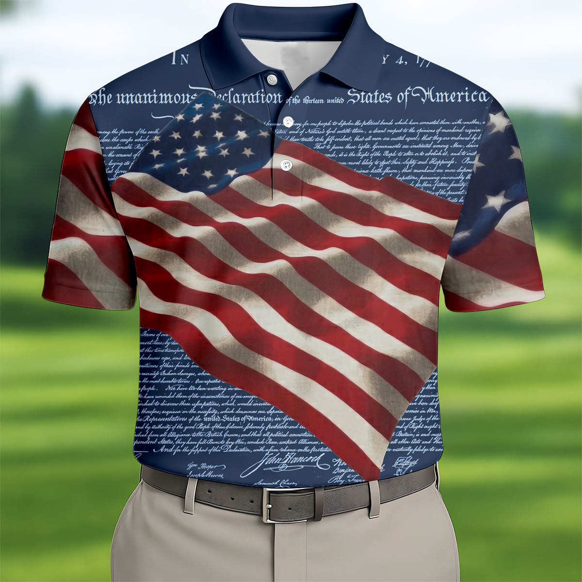 American Flag Declaration Of Independence Polo Shirt Patriotic Apparel Gifts For Men