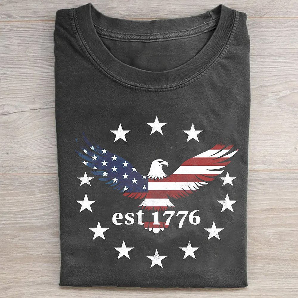 American Flag Eagle Est. 1776 Vintage T-Shirt Patriotic Eagle Tee For Men And Teen Boys