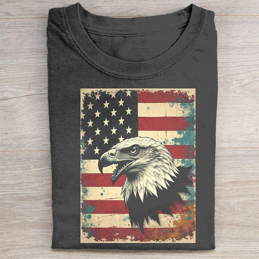 American Flag Eagle Graphic T-Shirt USA Pride Tee For 4th Of July Celebrations
