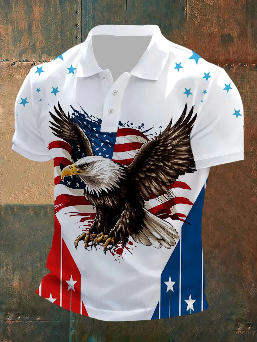 American Flag Eagle Polo Shirt for Patriotic Fans Ideal USA Themed Gift for Him