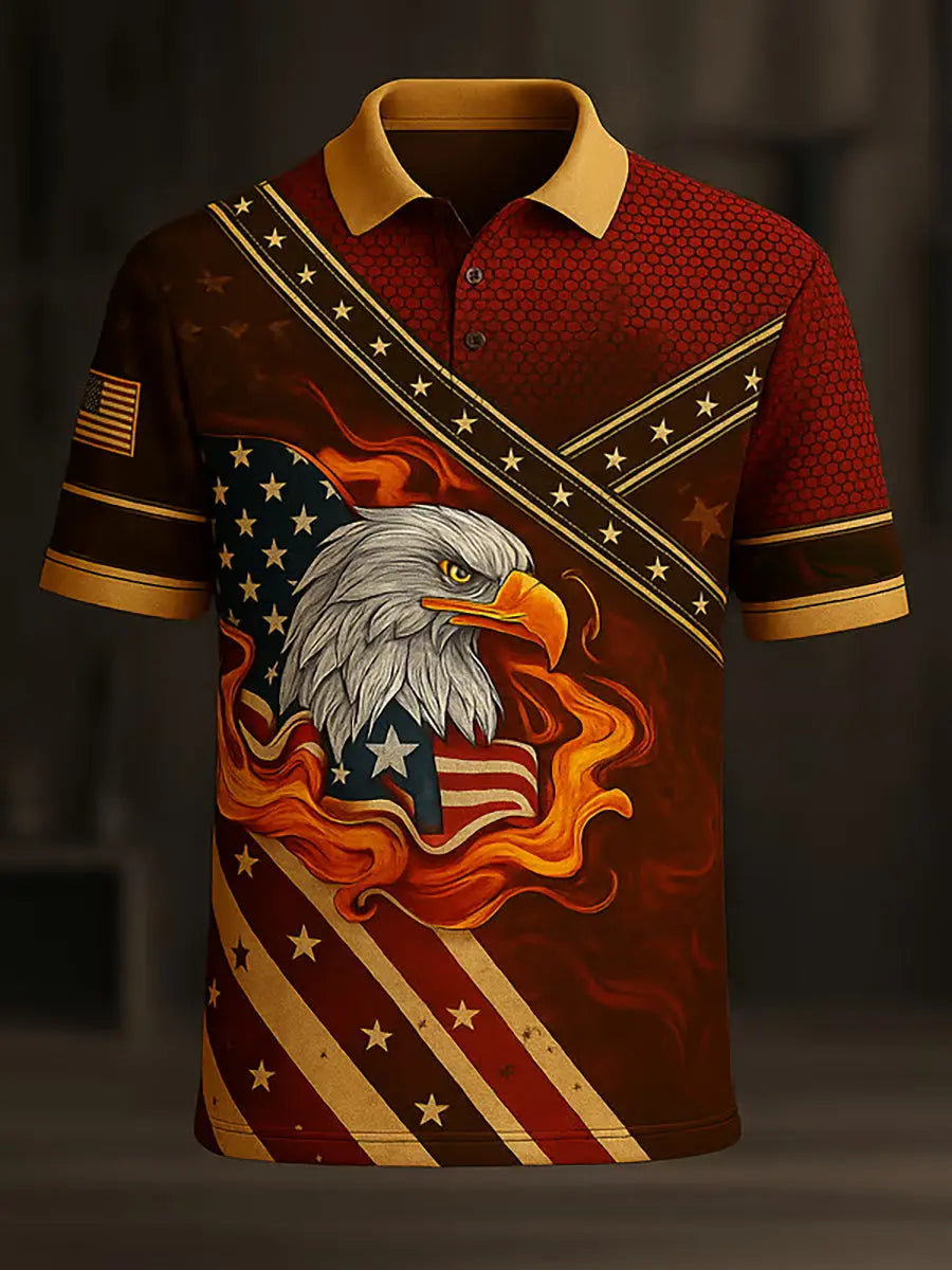 American Flag Eagle Polo Shirt for Patriotic Fans Perfect Gift for USA Pride Enthusiasts