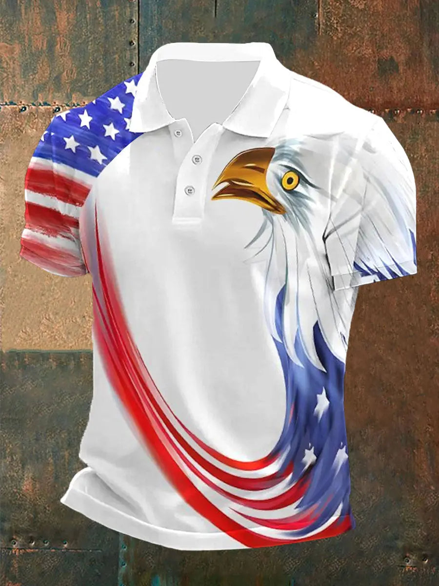American Flag Eagle Polo Shirt Patriotic Gift for Independence Day Fans USA Pride