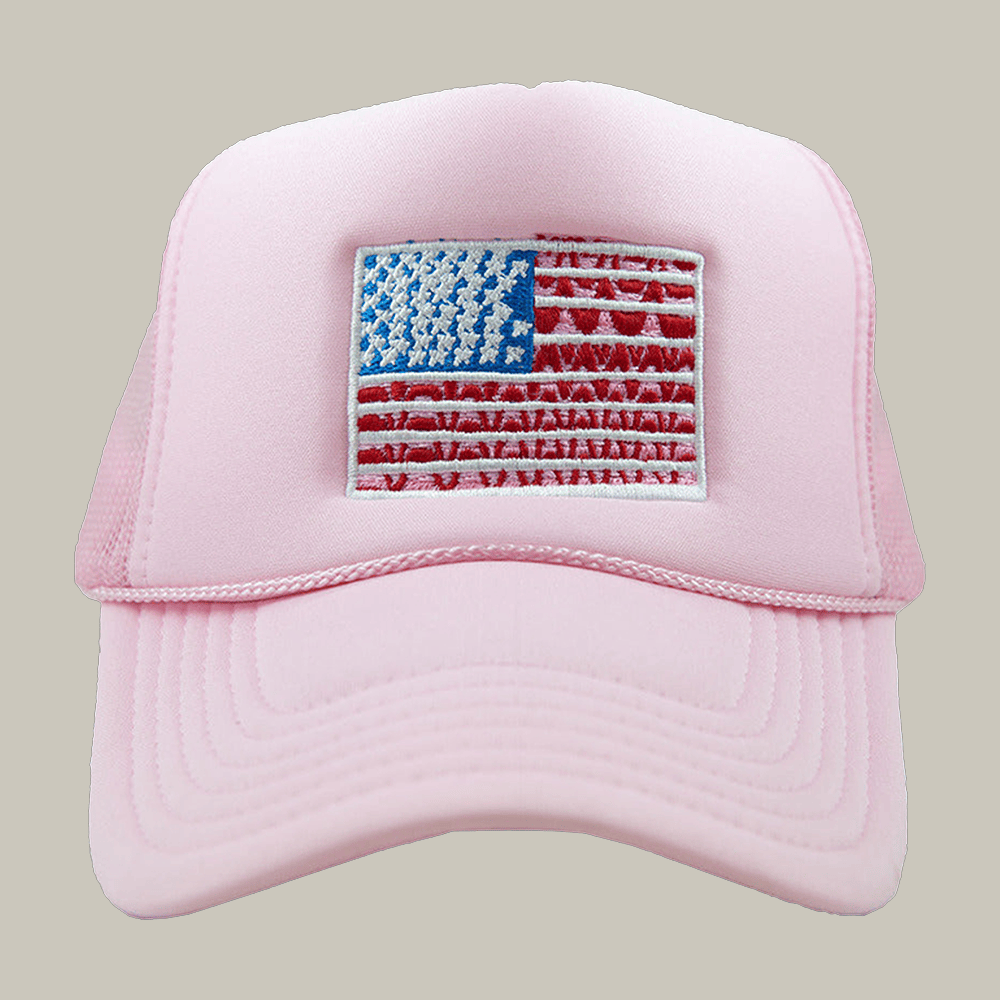 American Flag Foam Trucker Hat Heart Graphic Katydid Cap Cool Gift For Patriots